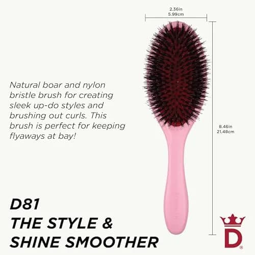 Denman Boar Bristle Hair Brush Pink Crush D81M | Smoothing, Shine, Detangling for All Hair Types thumbnail 2