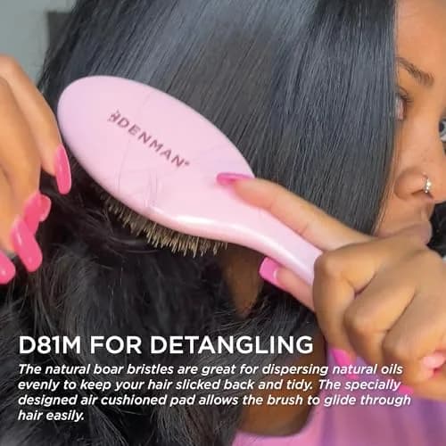 Denman Boar Bristle Hair Brush Pink Crush D81M | Smoothing, Shine, Detangling for All Hair Types thumbnail 3
