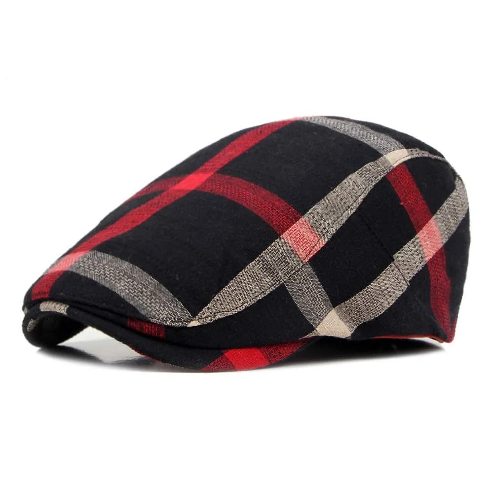 Gudessly Unisex Newsboy Cap Flat Ivy Gatsby Cabbie Driving Beret 55-60cm | Vintage Cotton Hat for Men & Women — 446black