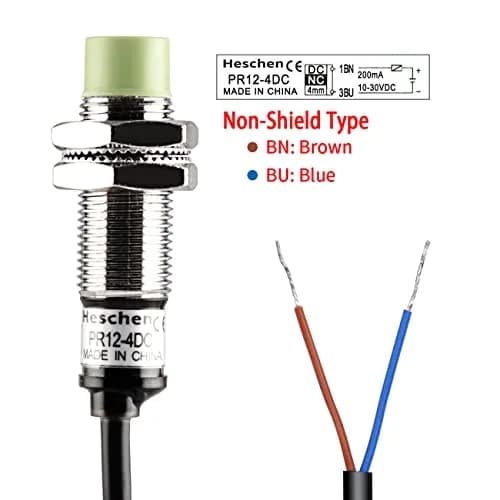 Heschen M12 Inductive Proximity Sensor Switch PR12-4DC 4mm DC12-24V NC | Brass Nickel Plated thumbnail 4
