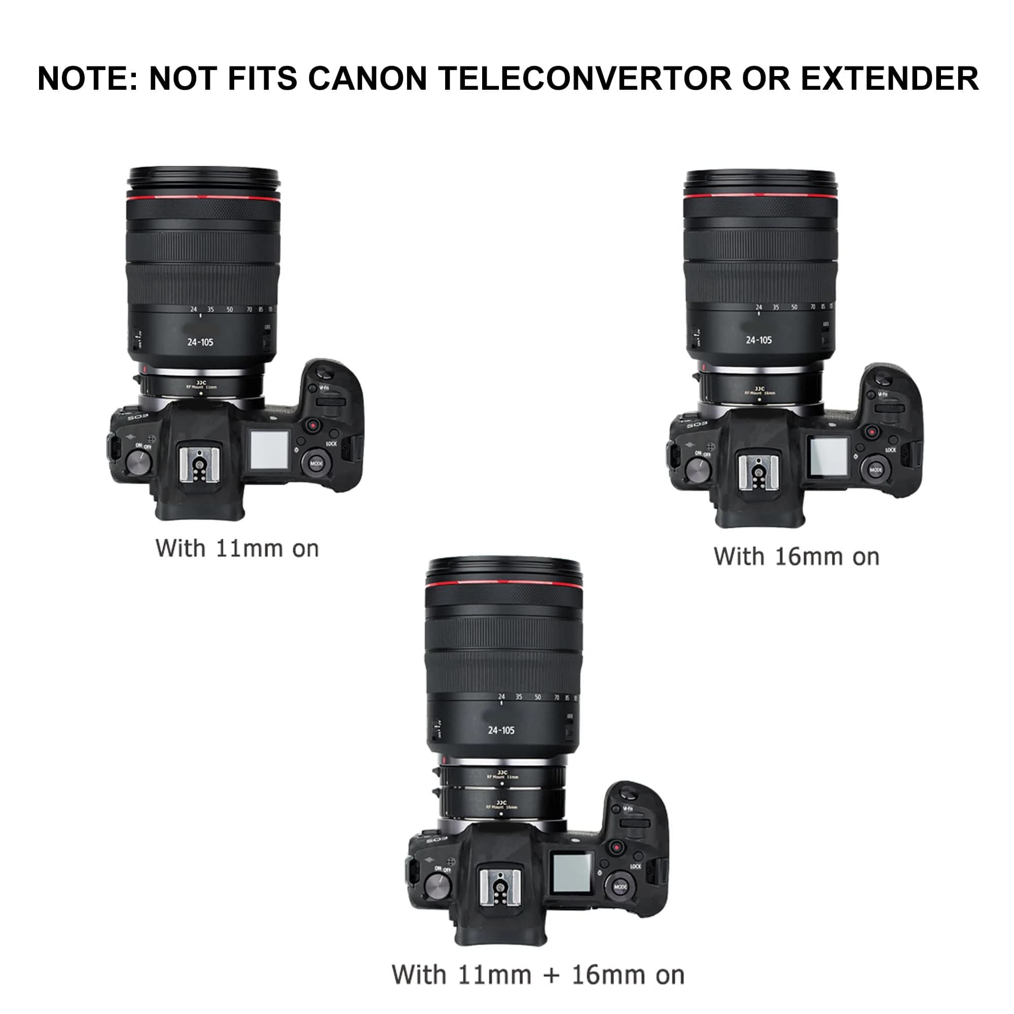JJC Auto Focus Macro Extension Tube Set for Canon RF Mount Cameras & Lenses | 11mm & 16mm Tubes - view 5