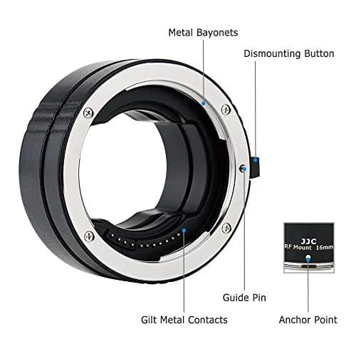 JJC Auto Focus Macro Extension Tube Set for Canon RF Mount Cameras & Lenses | 11mm & 16mm Tubes thumbnail 2