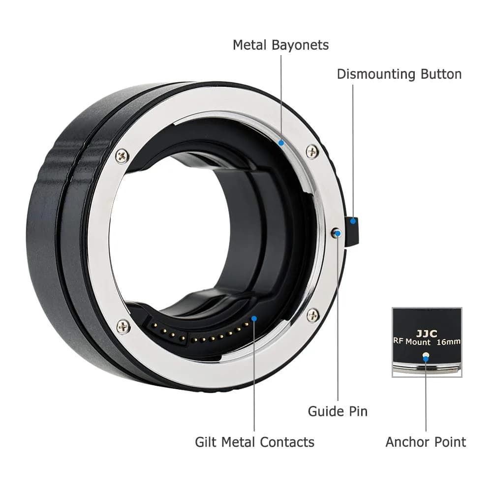 JJC Auto Focus Macro Extension Tube Set for Canon RF Mount Cameras & Lenses | 11mm & 16mm Tubes - view 2