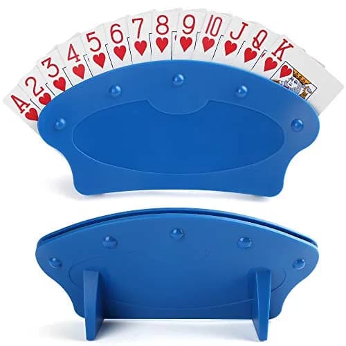 LotFancy Hands-Free Playing Card Holder 2 Pack, Blue | 16.1 cm (6.25 in) Wide, 10.2 cm (4 in) Tall thumbnail 1