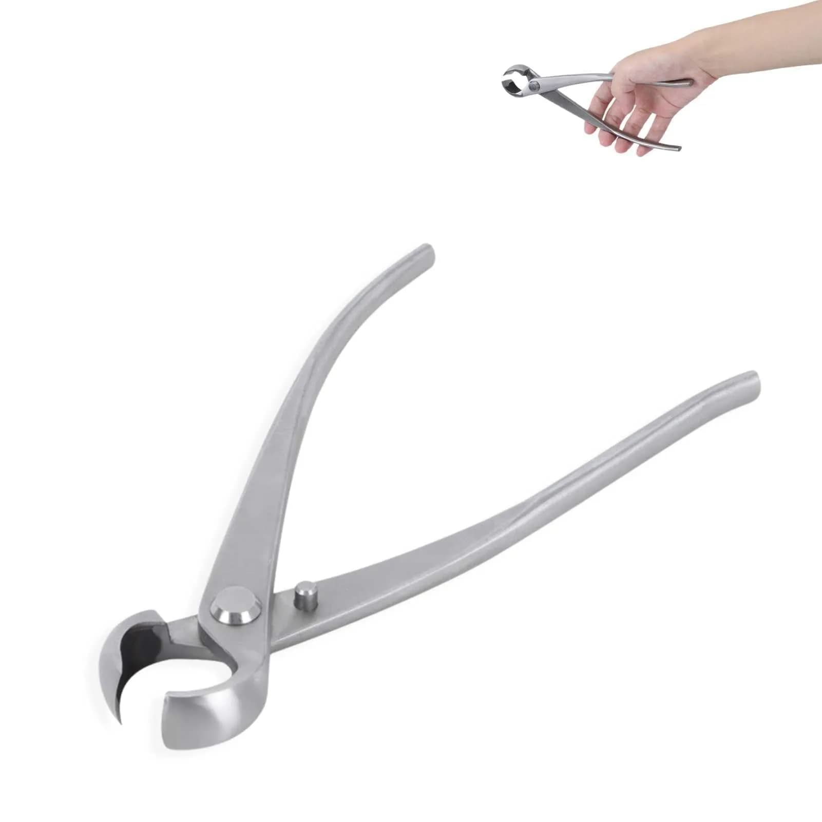HERCHR Bonsai Tools Concave Cutter 180 mm | High-Quality Stainless Steel Pruning Bonsai Scissor — Silver
