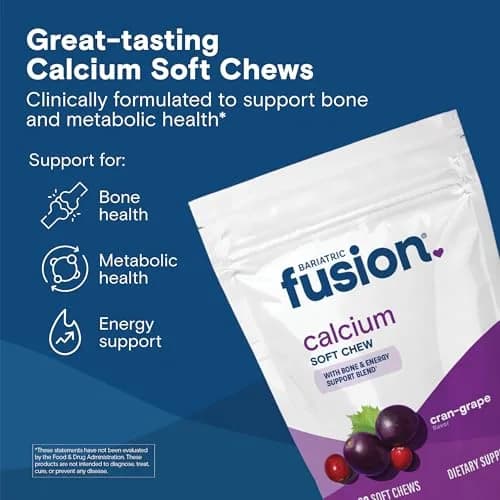 Bariatric Fusion Calcium Soft Chews, Cran-Grape | Bone Support & Energy Boost, 60 Count thumbnail 2