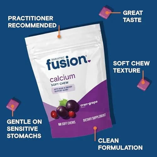 Bariatric Fusion Calcium Soft Chews, Cran-Grape | Bone Support & Energy Boost, 60 Count thumbnail 3
