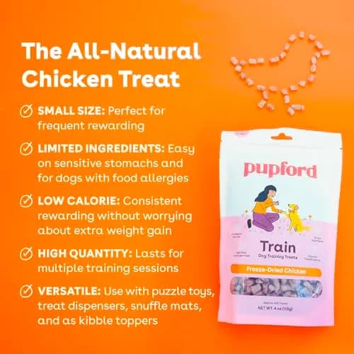 Pupford Freeze Dried Training Treats for Dogs & Puppies (Chicken, 4 oz) | Healthy, All-Natural, Low-Calorie Reward thumbnail 2