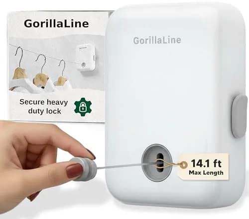 GorillaLine Retractable Clothesline 13.9 ft (4.2 m) | Heavy Duty Stainless Steel Indoor Outdoor Drying Rack thumbnail 1