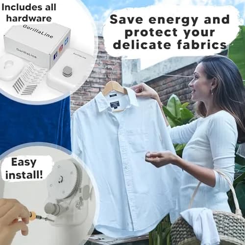 GorillaLine Retractable Clothesline 13.9 ft (4.2 m) | Heavy Duty Stainless Steel Indoor Outdoor Drying Rack thumbnail 4