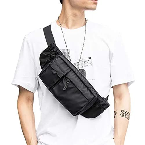 SEAFEW Waterproof Black Waist Bag Fanny Pack 35.6cm x 14cm x 4.5cm | Adjustable Waist Belt for Men & Women thumbnail 1