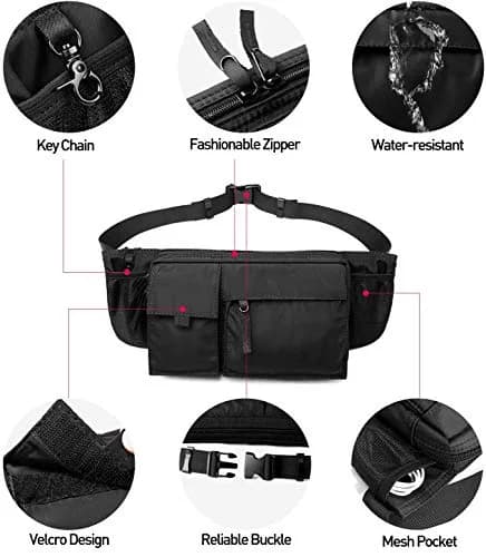 SEAFEW Waterproof Black Waist Bag Fanny Pack 35.6cm x 14cm x 4.5cm | Adjustable Waist Belt for Men & Women thumbnail 4