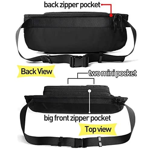 SEAFEW Waterproof Black Waist Bag Fanny Pack 35.6cm x 14cm x 4.5cm | Adjustable Waist Belt for Men & Women thumbnail 5