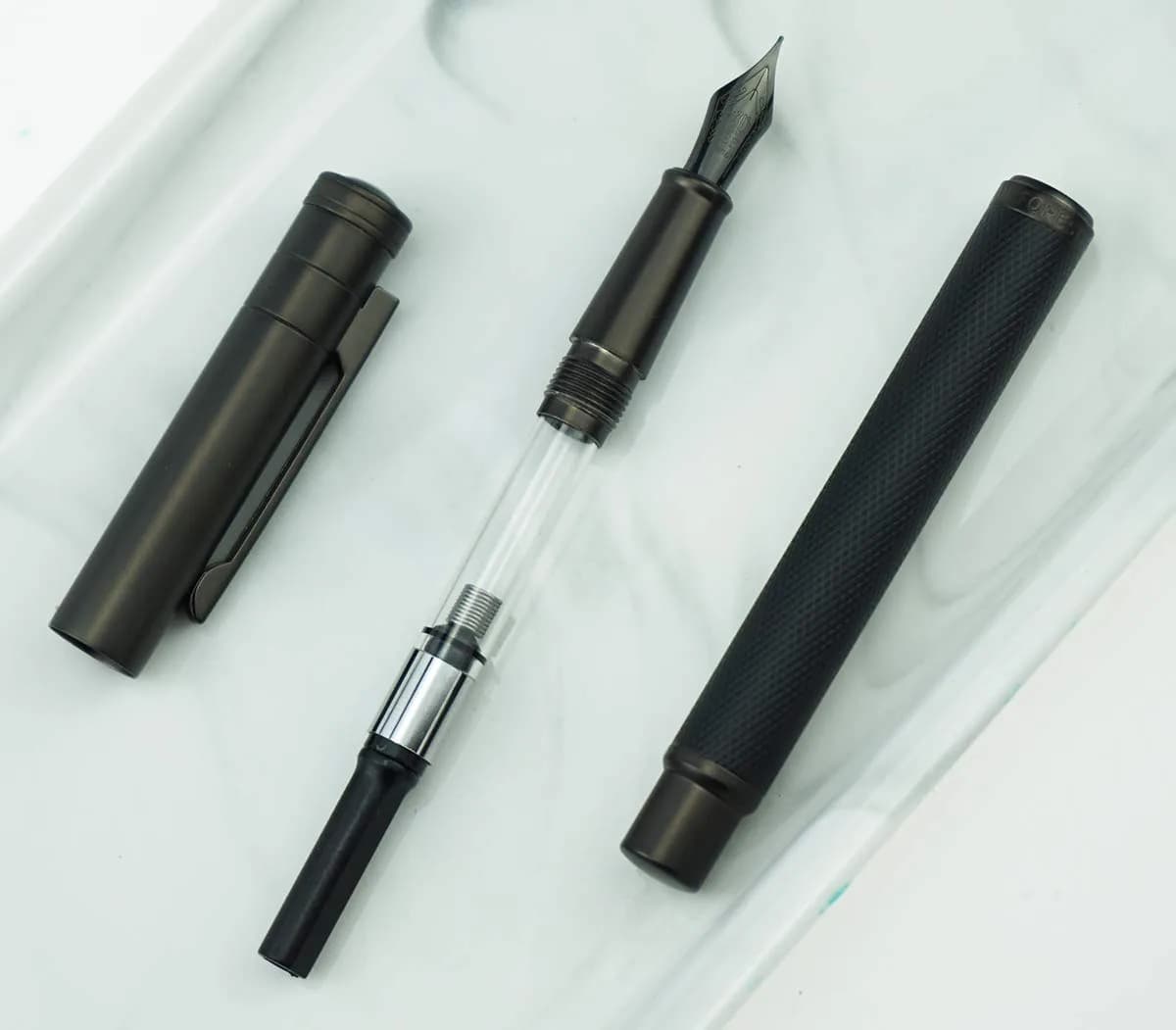 erofa Black Forest Fountain Pen Titanium Black Bent Nib 138mm (5.43in) | Calligraphy Gift Pen - view 7