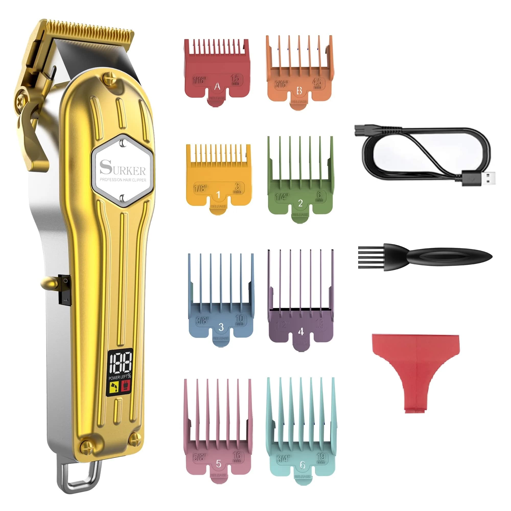 SURKER Professional Hair Clippers for Men - Rechargeable Cordless Beard Trimmer Grooming Kit with 8 Guide Combs | 240 Min Runtime - main product image