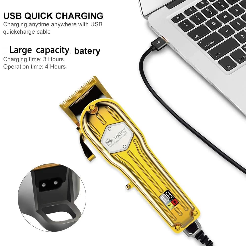 SURKER Professional Hair Clippers for Men - Rechargeable Cordless Beard Trimmer Grooming Kit with 8 Guide Combs | 240 Min Runtime - view 6