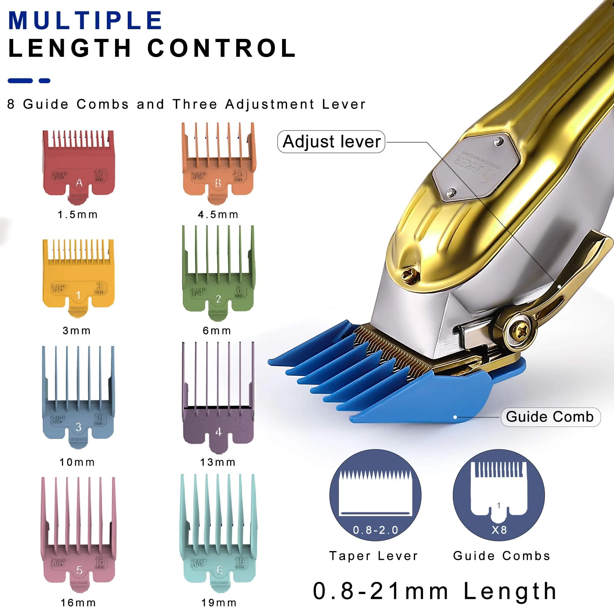 SURKER Professional Hair Clippers for Men - Rechargeable Cordless Beard Trimmer Grooming Kit with 8 Guide Combs | 240 Min Runtime - view 3