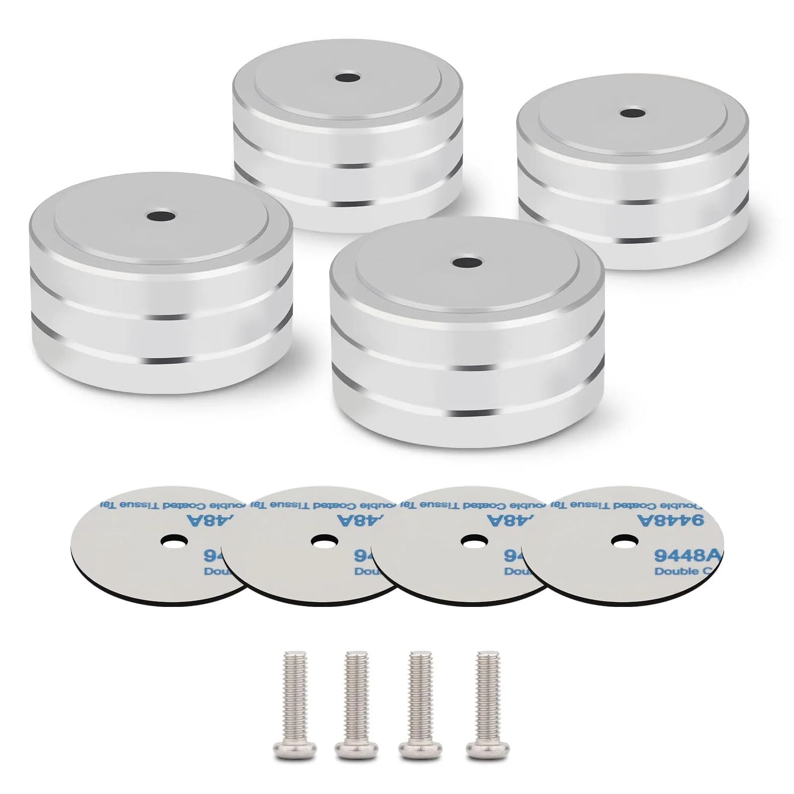 Monosaudio Silver 4pcs CE_ACCESSORY Load 400KG Anti Vibration Pads 40 x 20mm — Sliver