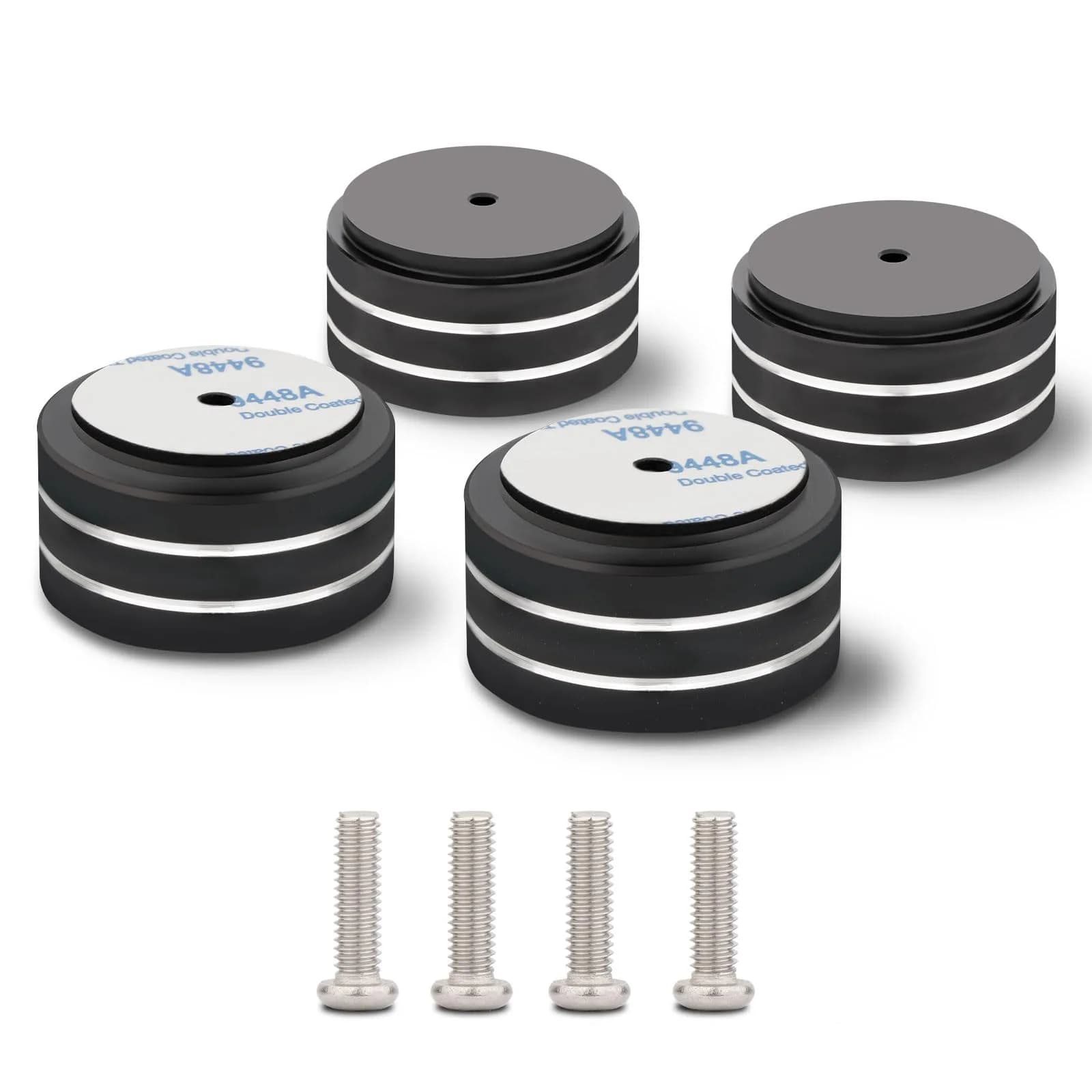 Monosaudio 4Pcs Aluminum Speaker Isolation Feet 40mm x 20mm | Load 400KG Anti Vibration Pads — Black