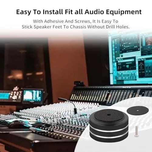 Monosaudio Gold 4Pcs Aluminum HIFI AMP Speaker Isolation Stand 40mm Diameter x 20mm Height | Vibration Damping Feet for Turntables & Amplifiers thumbnail 4