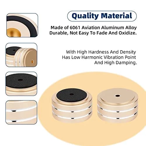 Monosaudio Gold 4Pcs Aluminum HIFI AMP Speaker Isolation Stand 40mm Diameter x 20mm Height | Vibration Damping Feet for Turntables & Amplifiers thumbnail 6