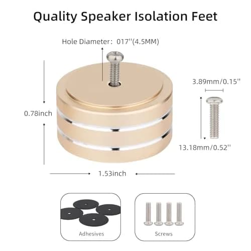 Monosaudio Gold 4Pcs Aluminum HIFI AMP Speaker Isolation Stand 40mm Diameter x 20mm Height | Vibration Damping Feet for Turntables & Amplifiers thumbnail 7