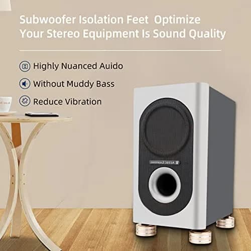 Monosaudio Gold 4Pcs Aluminum HIFI AMP Speaker Isolation Stand 40mm Diameter x 20mm Height | Vibration Damping Feet for Turntables & Amplifiers thumbnail 3