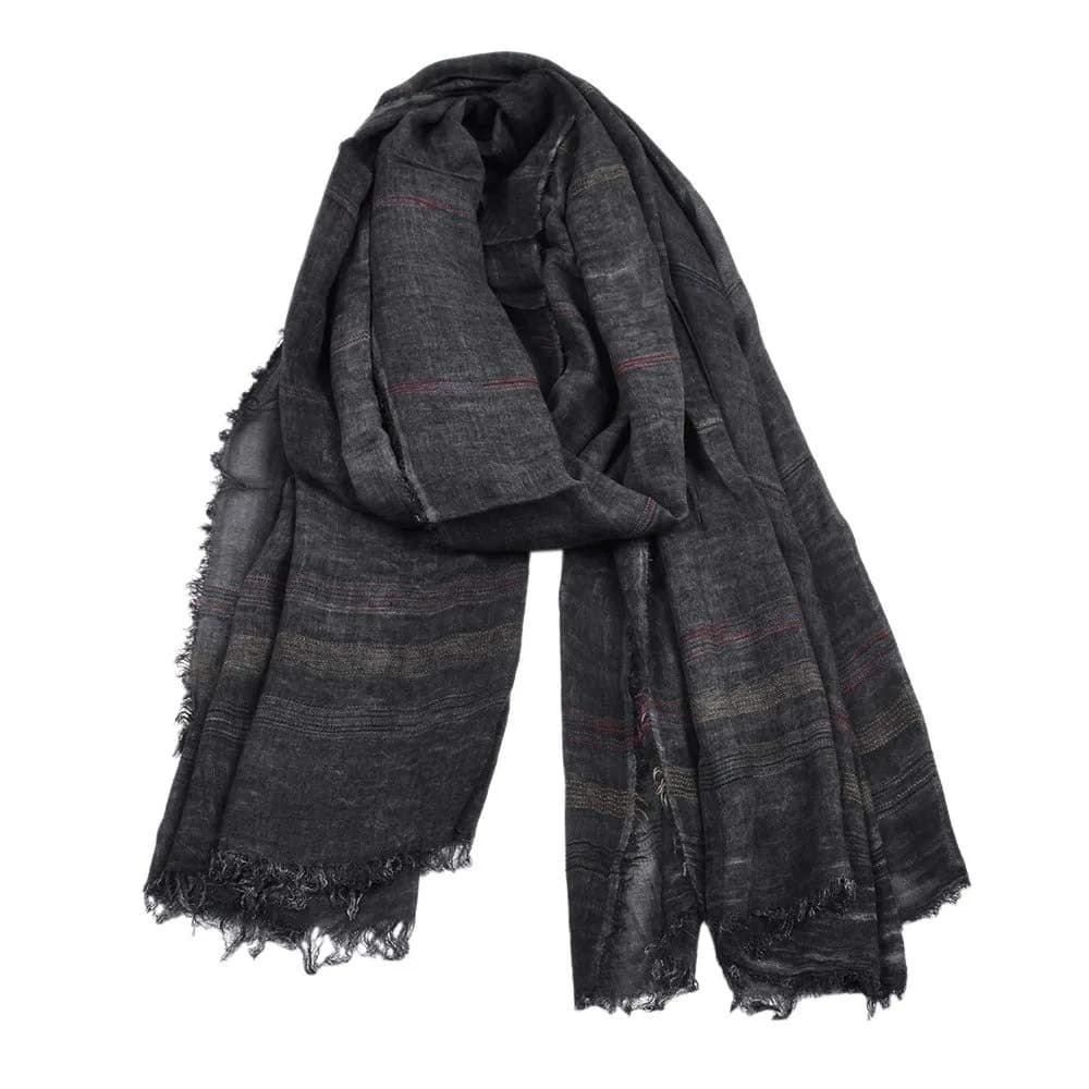 Kangqifen Unisex Striped Cotton Linen Scarf 75x35 inches | Lightweight & Soft for All Seasons - main product image