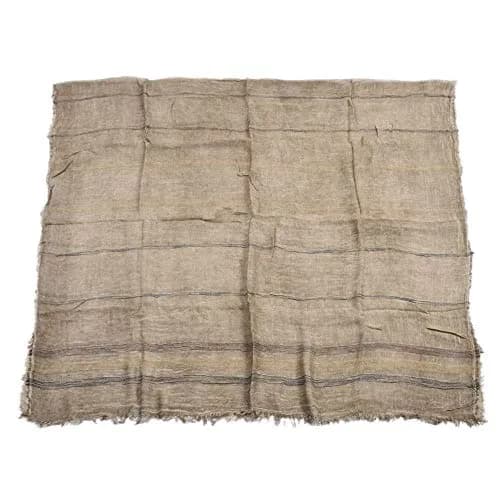 Kangqifen Unisex Striped Cotton Linen Scarf 75 x 35 inches Khaki | Lightweight & Soft thumbnail 3