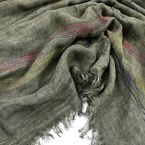 Kangqifen Unisex Striped Cotton Linen Scarf 75 x 35 inches | Lightweight & Soft for All Seasons thumbnail 4