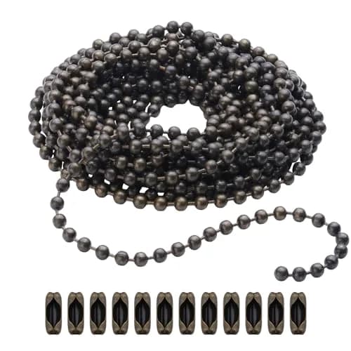 SmoTecQ Brass Fan Pull Chain Extension 3.0mm (10 ft / 305 cm) with 12 Connectors | Antique Bronze Finish thumbnail 1