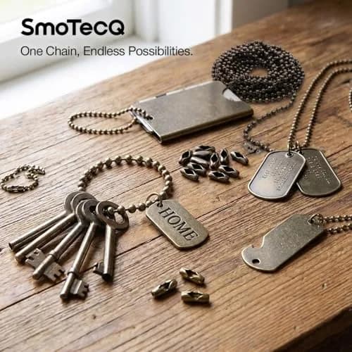 SmoTecQ Brass Fan Pull Chain Extension 3.0mm (10 ft / 305 cm) with 12 Connectors | Antique Bronze Finish thumbnail 9