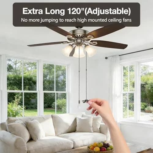 SmoTecQ Brass Fan Pull Chain Extension 3.0mm (10 ft / 305 cm) with 12 Connectors | Antique Bronze Finish thumbnail 2