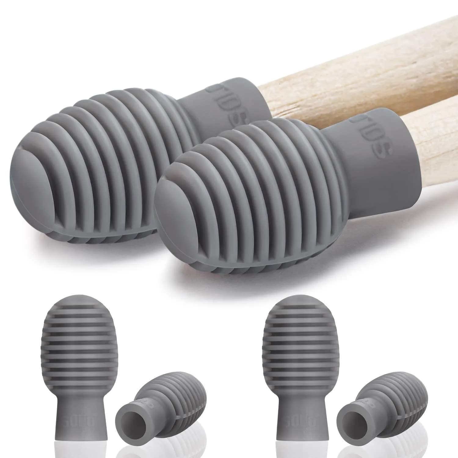 Frienda Grey 4 pcs Drumstick Dampeners Silicone Practice Tips | Noise-Reducing Percussion Accessories — Grey