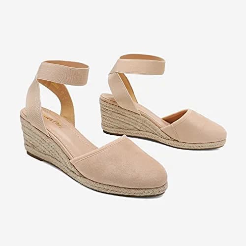 DREAM PAIRS Women's Ankle Strap Wedge Sandals Size 11 Nude | 6.1 cm (2.4 Inch) Wedge Heel thumbnail 4