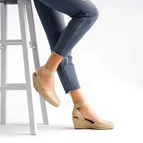 DREAM PAIRS Women's Ankle Strap Wedge Sandals Size 11 Nude | 6.1 cm (2.4 Inch) Wedge Heel thumbnail 2