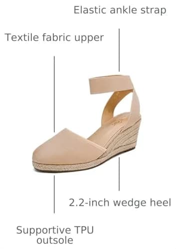 DREAM PAIRS Women's Ankle Strap Wedge Sandals Size 11 Nude | 6.1 cm (2.4 Inch) Wedge Heel thumbnail 3