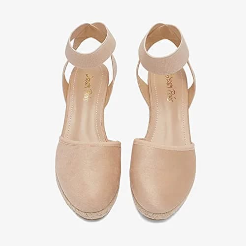 DREAM PAIRS Women's Ankle Strap Wedge Sandals Size 6 Nude | 2.4-inch Heel for Summer Outfits thumbnail 6
