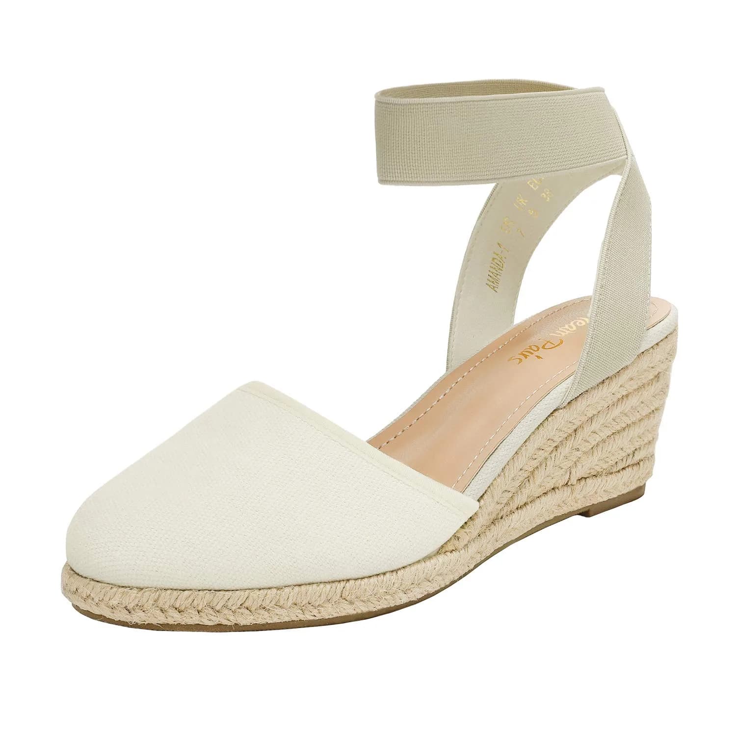DREAM PAIRS Women's Ankle Strap Wedge Sandals, Size 9.5 (2.4 inch heel) Beige/White | Comfortable & Stylish Summer Footwear
