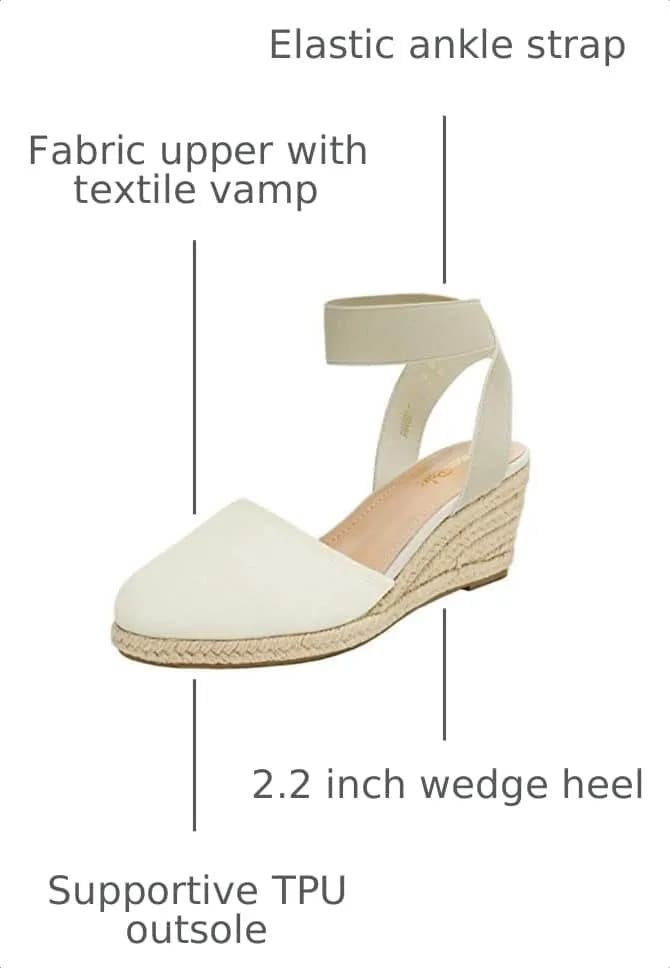 DREAM PAIRS Women's Ankle Strap Wedge Sandals, Size 9.5 (2.4 inch heel) Beige/White | Comfortable & Stylish Summer Footwear thumbnail 3