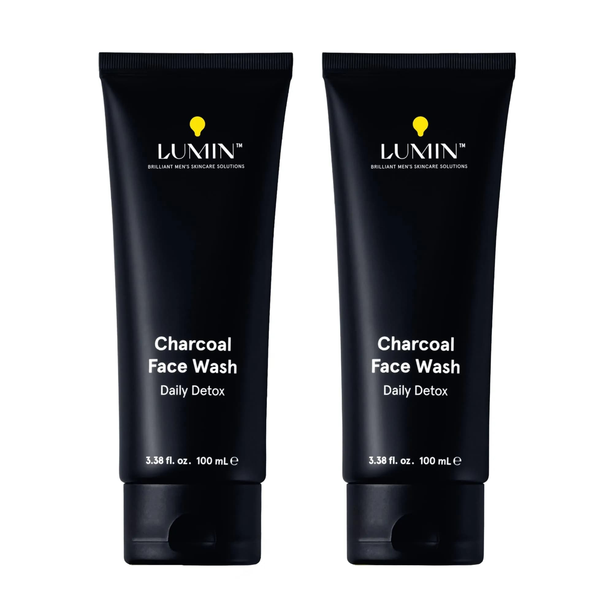 Lumin Charcoal Face Wash for Men | Daily Detox & Pore Cleansing | 2 Pack — 3.38 Fl Oz