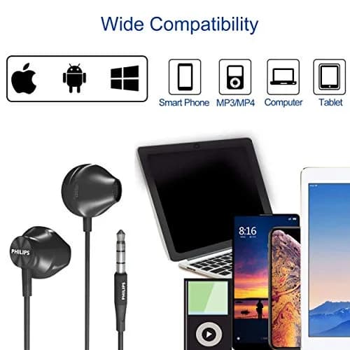 PHILIPS Wired Earbuds with Microphone, White | Ergonomic Comfort-Fit In-Ear Headphones with Mic for Cell Phones, Bass Clear Sound thumbnail 4