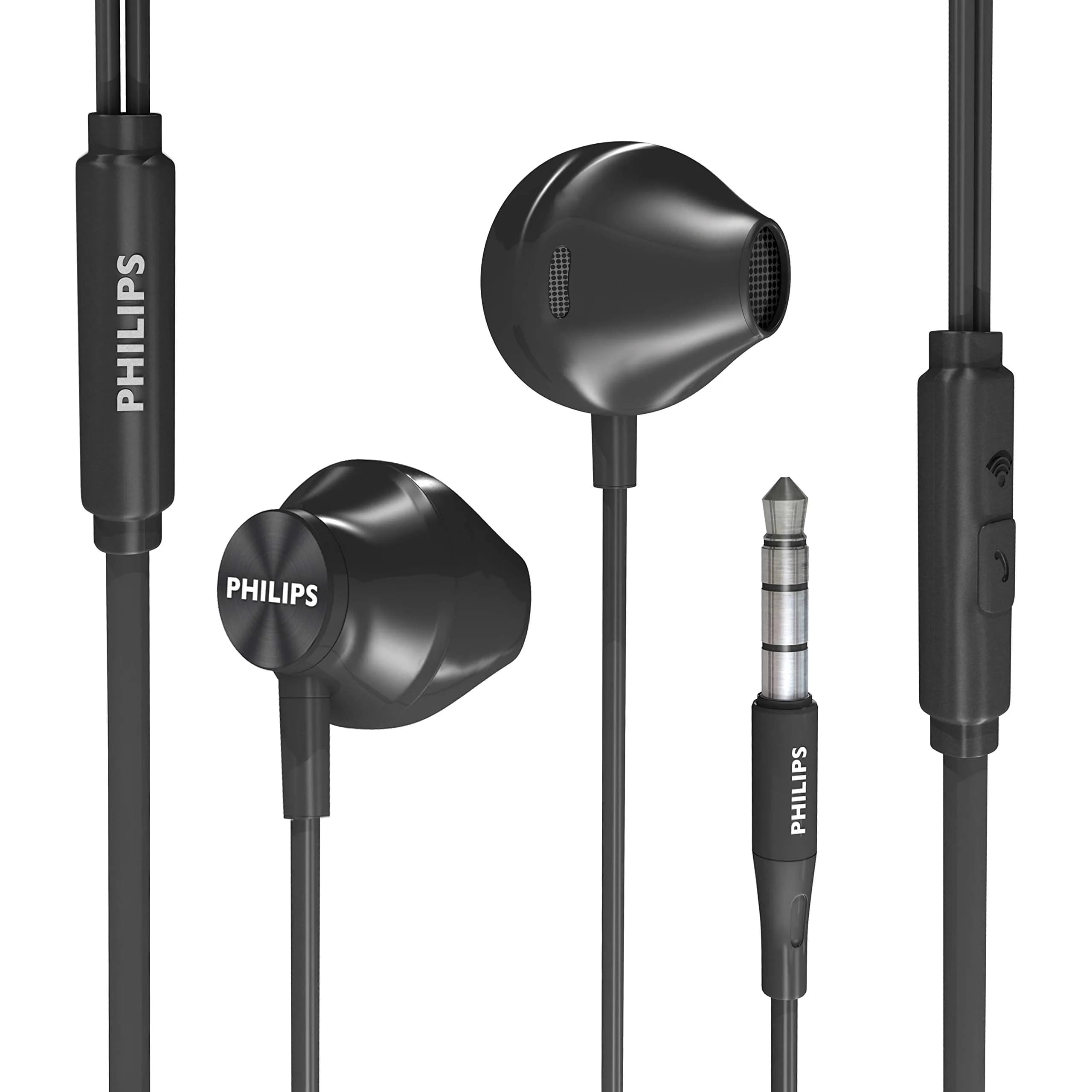 PHILIPS Wired Earbuds with Microphone, White | Ergonomic Comfort-Fit In-Ear Headphones with Mic for Cell Phones, Bass Clear Sound