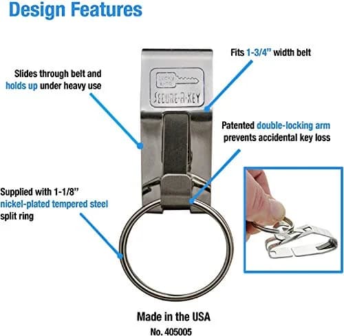 Lucky Line Secure-A-Key Slip On for Wide Belts 5 Pack | Secure Belt Key Clip (70-120c) thumbnail 2