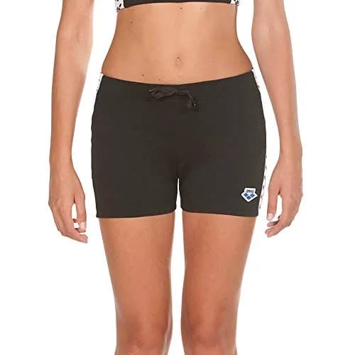 ARENA Women's Lorella Team Workout Gym Shorts, Black - White - Black (US), X-Large | Retro ’70s Style with Athletic Logo Stripes thumbnail 1