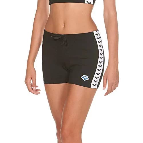 ARENA Women's Lorella Team Workout Gym Shorts, Black - White - Black (US), X-Large | Retro ’70s Style with Athletic Logo Stripes thumbnail 2