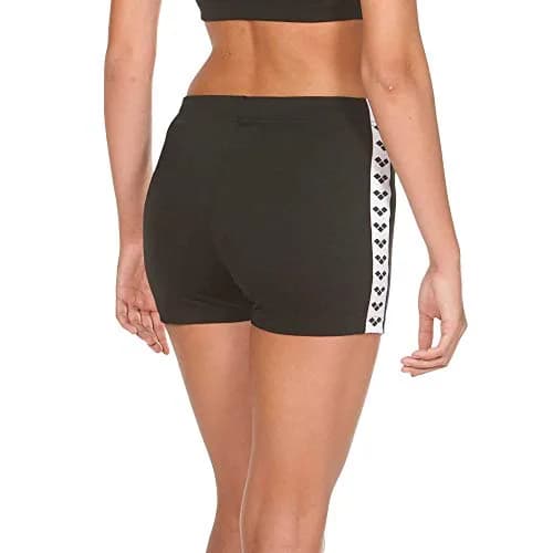 ARENA Women's Lorella Team Workout Gym Shorts, Black - White - Black (US), X-Large | Retro ’70s Style with Athletic Logo Stripes thumbnail 3