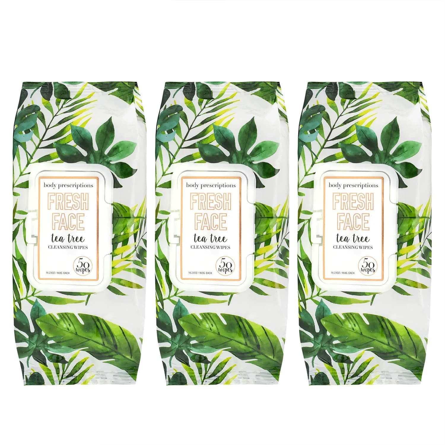 Body Prescriptions Tea Tree Facial Wipes 50 Count (Pack of 3) | Deep Cleansing & Moisturizing - main product image