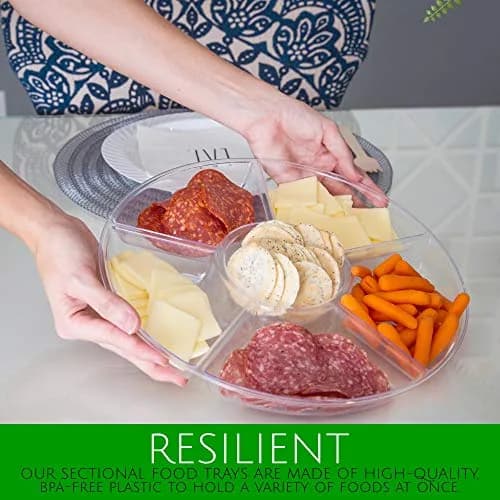 PLASTICPRO 12" Round Plastic Serving Tray with 6 Divided Sections | Heavyweight & Break-Resistant thumbnail 7