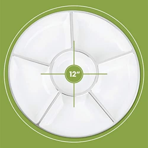 PLASTICPRO 12" Round Plastic Serving Tray/Platters White & Silver Rim Pack of 2 | Elegant & Durable thumbnail 4
